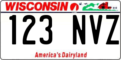 WI license plate 123NVZ