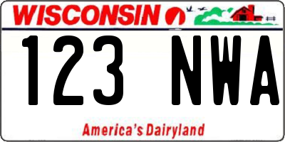 WI license plate 123NWA