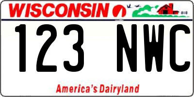 WI license plate 123NWC