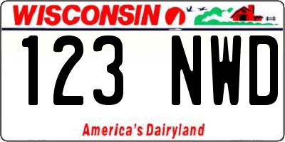 WI license plate 123NWD