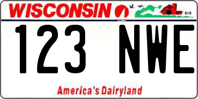 WI license plate 123NWE