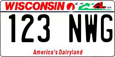 WI license plate 123NWG