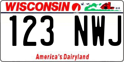 WI license plate 123NWJ