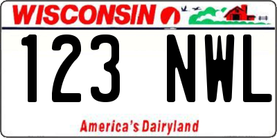 WI license plate 123NWL