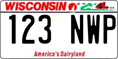 WI license plate 123NWP