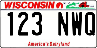 WI license plate 123NWQ