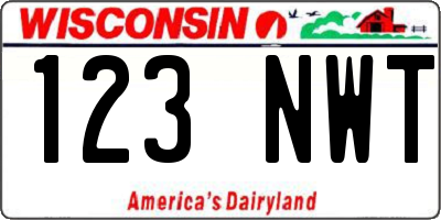 WI license plate 123NWT