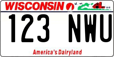 WI license plate 123NWU