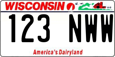 WI license plate 123NWW