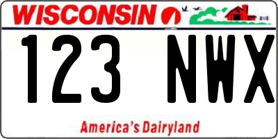 WI license plate 123NWX