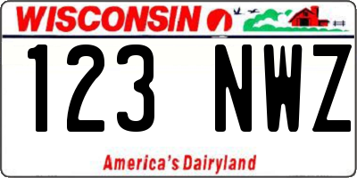 WI license plate 123NWZ