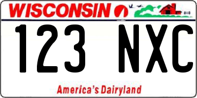 WI license plate 123NXC