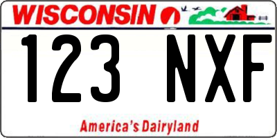WI license plate 123NXF