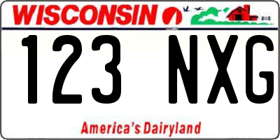 WI license plate 123NXG