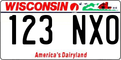 WI license plate 123NXO