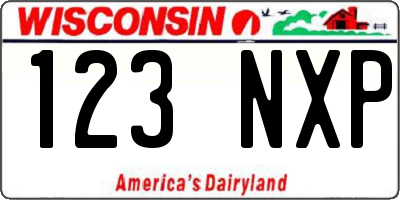 WI license plate 123NXP