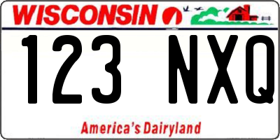 WI license plate 123NXQ