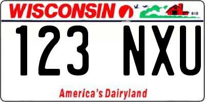 WI license plate 123NXU
