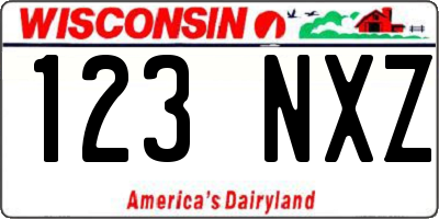 WI license plate 123NXZ