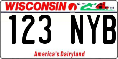 WI license plate 123NYB