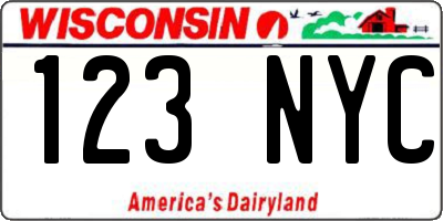 WI license plate 123NYC