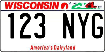 WI license plate 123NYG