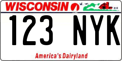 WI license plate 123NYK
