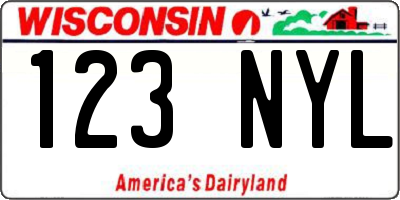WI license plate 123NYL