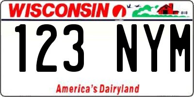 WI license plate 123NYM