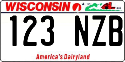 WI license plate 123NZB