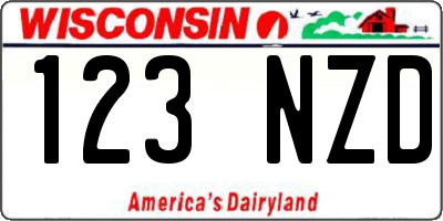 WI license plate 123NZD