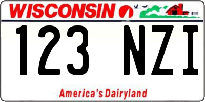 WI license plate 123NZI