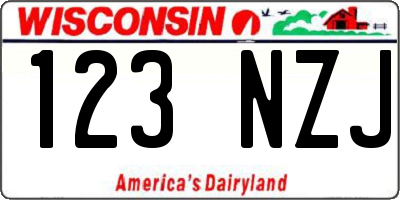 WI license plate 123NZJ