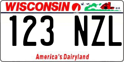 WI license plate 123NZL