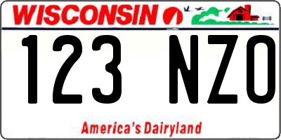 WI license plate 123NZO