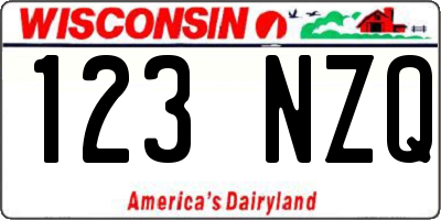 WI license plate 123NZQ