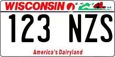 WI license plate 123NZS