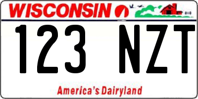 WI license plate 123NZT