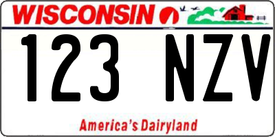 WI license plate 123NZV