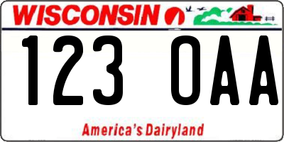 WI license plate 123OAA