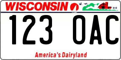 WI license plate 123OAC