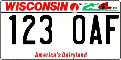 WI license plate 123OAF