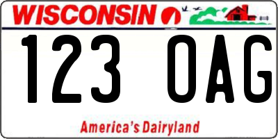 WI license plate 123OAG