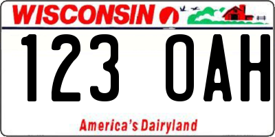WI license plate 123OAH