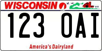 WI license plate 123OAI