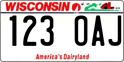 WI license plate 123OAJ