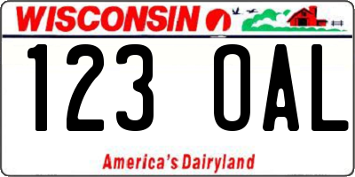 WI license plate 123OAL