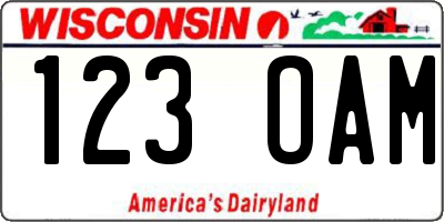 WI license plate 123OAM