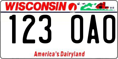 WI license plate 123OAO