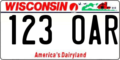 WI license plate 123OAR